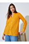 Orange Solid Long Sleeves Button Front Blouse