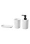 3-Piece Bathroom Accessory Set, White with Black Pump