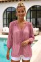 Italian Dusty Rose Lace Collar 3/4 Sleeve Lined Casual Silk Woven Blouse 67 57