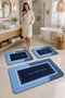 Non-Slip Based Washable 3-Piece Plain Navy Blue Bath Mat and Toilet Set – Modern Bathroom Rug - 2