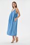Blue Italian 100% Linen Long Linen Dress with Tassels and Adjustable Shoulder Straps Size 40 - 46 - 2