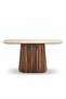 MINDA CONSOLE TABLE CERAMIC - BEIGE & WALNUT - 4