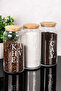3-Piece Glass Jar Set 1300 ml Bamboo Lid Tea Sugar Coffee Salt Glass Storage Container with Labels - 6
