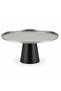 Luhpar Black Wooden Footed Brushed Silver Stainless Steel Cake Stand - 13×27 cm