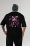 Rock Star Bunny Oversize Back Printed Black T-Shirt Unisex 100% Cotton Premium Design Streetwear - 2