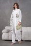 Women's Floral Embroidered Kimono Top and Bottom Set - 2