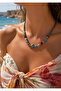 Natural Stone Ethnic Blue Bead Necklace - 2