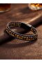 Tiger's Eye and Hematite Steel Braided Leather Men's Gift Bracelet 01896 - 2