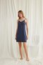 Indigo Blue Robe Nightgown Set, Women's Lace Viscose 2-Piece Nightgown Set, V-Neck Guipure Home Dress Pajamas, Stylish Night Blue Sleepwear - 4