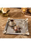 Silver Flower Detailed Square Presentation Tray 22X22 cm Engagement Coffee Tea Dessert Treat Tray - 4