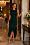 Nighttime Elegance |   Women's Sleeveless Asymmetrical Flounce Midi Crepe Event Dress - 2