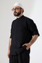 Men's Muslin Hakim Collar Shirt and Pants Two-Piece Set Hajj and Umrah Outfit - Black (Cnr) - 5