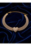 Gold Choker Necklace with Heart Figure and 4 Rows of Stones - 2
