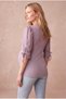 Maternity Lilac Cotton Ribbed Double Breasted V-Neck Lace-Up Cuffed Watermelon Sleeve Nursing Blouse Lana - 3
