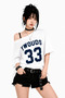 Women's Y2K White Boat Neck Printed 100% Cotton Oversize T-Shirt - 2