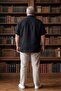 Men's Large Size Short Sleeve Pocketless Linen Shirt 11310 Black - 4