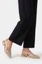 Women's Gold Knitted Detailed Thick Short Heeled Babet Shoes - 2