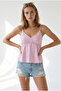 Women's Pink Strappy Embroidered Double-Breasted Blouse Blz-19003435 - 2