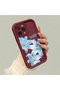 iPhone 15 Pro Max Compatible Case Camera Protector Burgundy Silicone Couple Phone Case Floral Pattern - 2