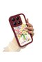 Mi 14t Compatible Case Camera Protector Burgundy Silicone Couple Phone Case Floral Pattern - 2