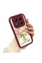 Xiaomi Redmi Note 14 Pro Plus 5g Compatible Case Camera Protector Burgundy Silicone Couple Phone Case Floral Pattern - 3