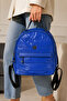 Cobalt Blue Women's Parachute Fabric Lightweight Daily Backpack Multi-Compartment Zippered School Travel City Use - 3