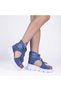 Women's Denim Sandals with Buckle Detail, Leather Insole, Orthopedic - 6