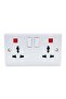 Universal Wall Socket with 2 Outlets, LED Indicator Light, White - 2