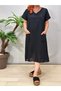 Black Cotton Dress with Shiny Stone Embroidery