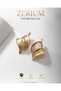 Trend Women's Steel Stylish Earrings Double Color Spiral Leaf Earrings Rose Gold - 2