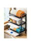 Three Tier Black Dish Drying Rack Large Capacity With Removable Utensil Basket - 2