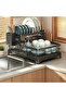 Black 2 Tier Dish Drying Rack With Drain Board And Utensil Holder - 6