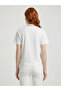 Women's White V-Neck Cotton T-Shirt with Leaf Detail - 2