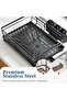 Dish Drying Rack - Stainless Steel Dish Rack for Kitchen Counter, Large-Capacity Dish Drainer with Cutlery Holder, Kitchen Organizer for Dishes, Spoons and Forks, Black - 6