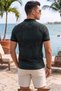 Black Flower Detail on Dark Green Non-Curling Collar Summer Polo T-Shirt 100% Cotton Breathable T-Shirt - 5