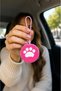 Car Mirror Ornament Punch Handmade 7cm Pink Paw Patterned - 2