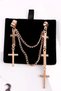 Ear cuff earring, model with two chains and five small crosses - 2