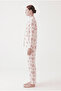 Buttoned front waffle fabric white large heart pattern seasonal pajama set - 4
