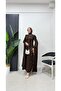 Stone Embellished Cape Sleeve Hijab Evening Dress