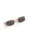 Women's Sunglasses Rectangular Design Cream Frame Black Piercing Ring Glass - 5