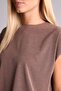 Loose Fit Crew Neck Crepe Short Sleeve Light Brown Blouse I2210Ax26Au - 4