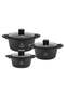 Life Smile 6Pcs Non-Stick Cookware Sets-Titanium Coating Cookwares, Cooking Set Non-Stick Includes 20/24/28cm Casserole with Lid,Oven Safe Aluminium Pots Set