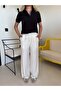 Ecru Elastic Waist Lined Trousers - 4