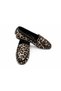 Dark Leopard Leopard Patterned Flat Sole Women's Loafer Shoes with Upper Band Detail