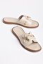 Women's Flat Heeled Slippers with Thick Straps and Ten Star Accessories - 3
