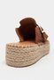 Maren Tan Suede Leather Laser Perforated Buckle Detail Straw Sole Women's Espadrille Slippers - 8