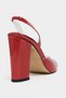 Solea Red Patent Leather Women's Shoes with White Toe Detail and Elastic Back and Thick Heels - 8