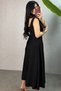 New Season Women's Strappy Square Collar Long Crepe Dress with Tie Detail at the Back of the Waist - 4