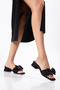 Ribbon Detailed Satin Short Heeled Women's Slippers - 3