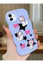 Samsung Galaxy M13 Compatible Case Camera Protector Blue Silicone Couple Phone Case Character Pattern